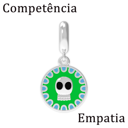 Berloque de Prata La Catrina Caveira Trina com Resina