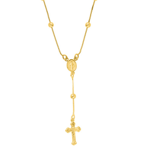 Colar de Prata Terço Revestido com Ouro 18K 45cm
