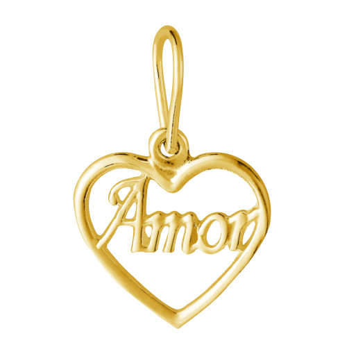 Pingente de Prata Link Amor Revestido em ouro 18k 9.6X9.6