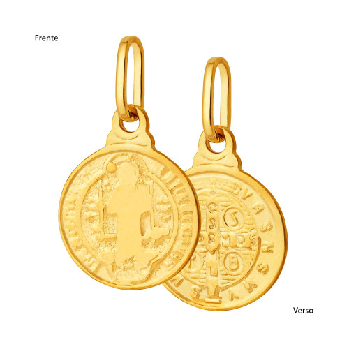 Pingente de Prata São Bento Revestido com Ouro 18k 10mm