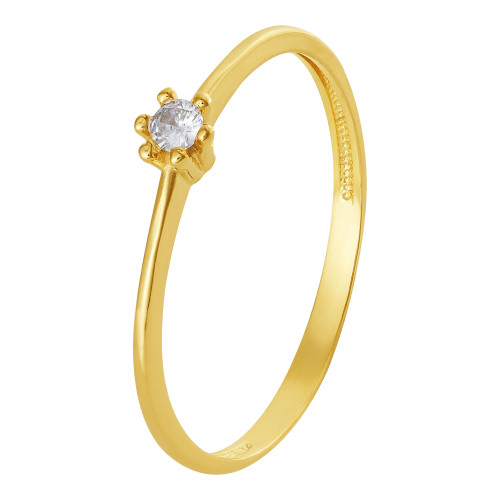 Anel de Prata Solitário com Zircônia Revestido em ouro 18k