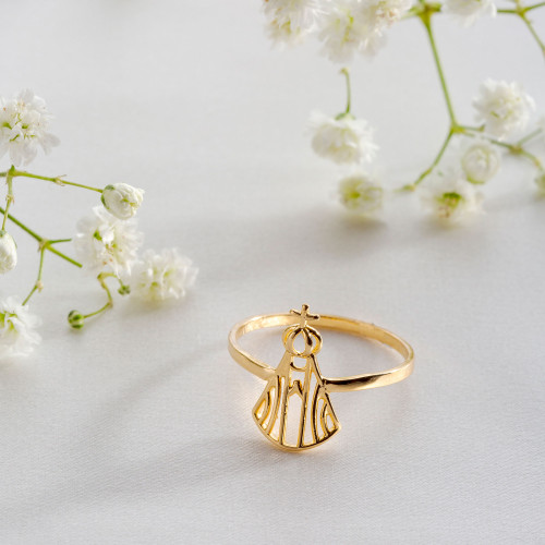 Anel de Prata Nossa Sra Aparecida Filigrana Revestida em ouro 18k