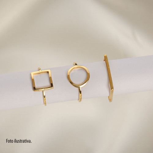 Anel de Prata Círculo Revestido com Ouro 18k