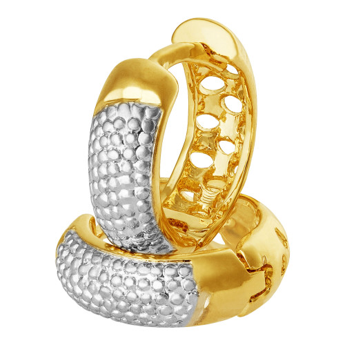 Brinco de Prata Argolinha Diamantada Revestida em Ouro 18k 10x3mm