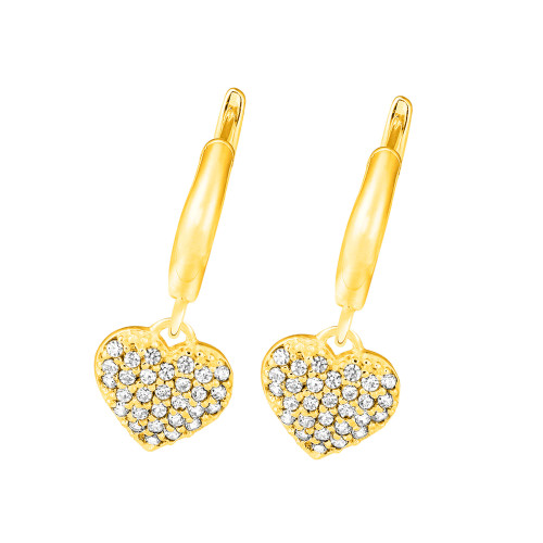 Brinco de Prata Argola Heart Glow Revestido com Ouro 18k Zircônia Branca