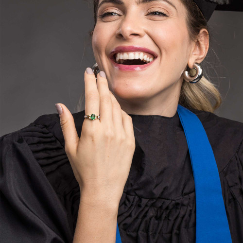 Anel de Formatura de Prata Revestida com Ouro 18K