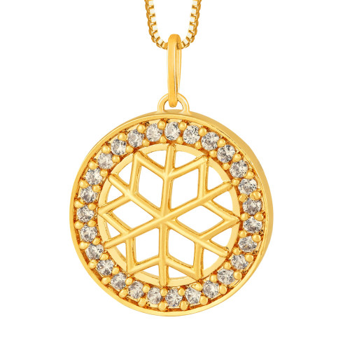Colar de Prata Mandala com Zircônias Brancas Revestido com Ouro 18k