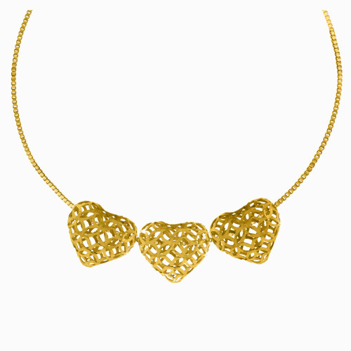 Colar de Prata Love Filigrana Revestida com Ouro 18k 45cm