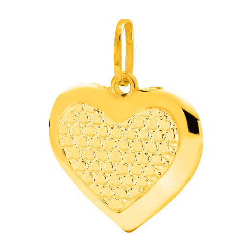 Pingente de Prata Coração Diamantado Revestido com Ouro 18k 16x16
