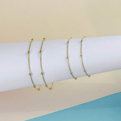 Pulseira de Prata Infantil Bolinha Revestida com Ouro 18k 14cm