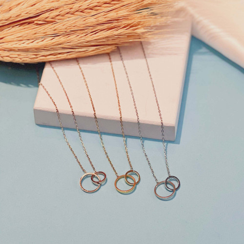 Colar de Aço Esferas Rosé 45cm com extensor de 5cm