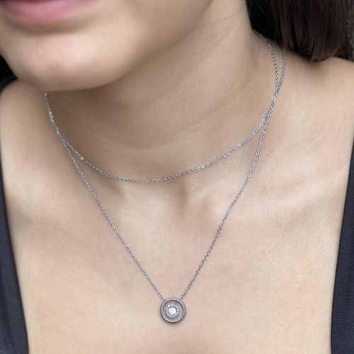 Colar de Aço com Zircônia 40cm com 5cm de extensor