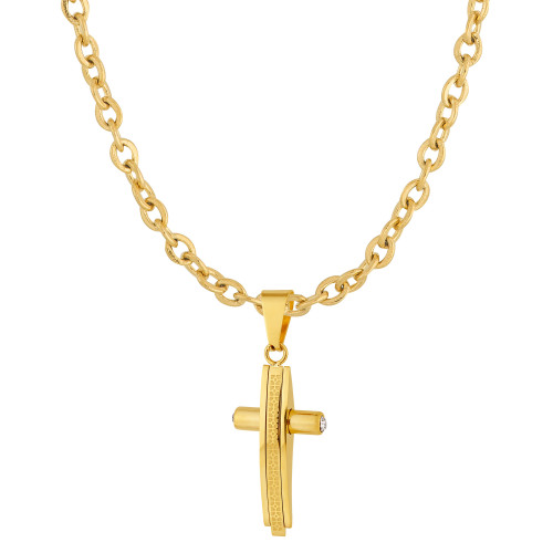 Colar de Aço Cruz Trabalhada IPG 30x15mm