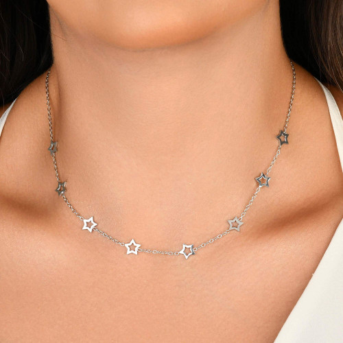 Colar de Aço Estrelas 40cm + 5cm extensor