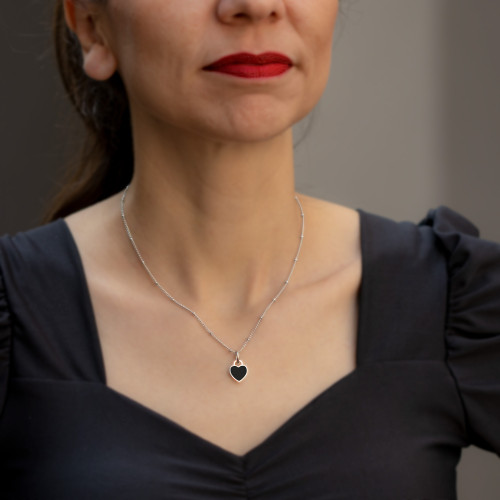 Colar de Aço Inspiração com Dupla Fase Branco e Preto 38 a 47cm