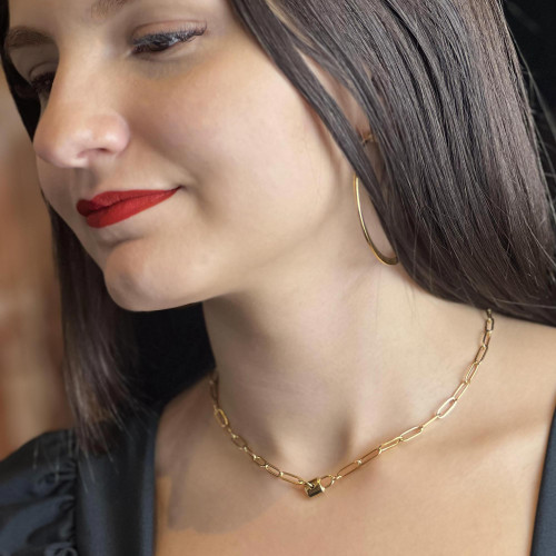 Colar de Aço Autêntico Dourado IPG 41 a 46cm