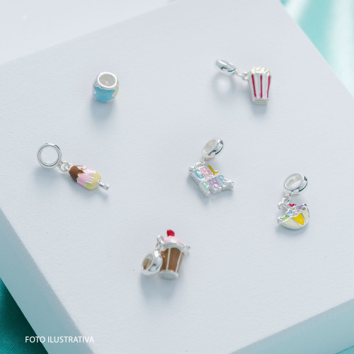 Pingente Prata Link Guarda-Chuva de Amor com Resina Amarela