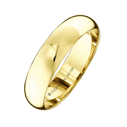 Aliança de Casamento Ouro 18K Tradicional Abaulada L5.5mm E1.5mm