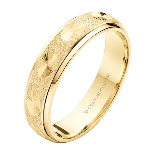 Aliança de Ouro 18k Elos Fosca Diamantada 5mm
