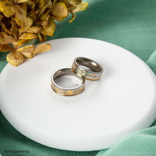 Aliança Heart Beat Feel Shine 6mm