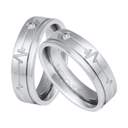Aliança de Aço Heart Beat com Zircônia 2.5mm