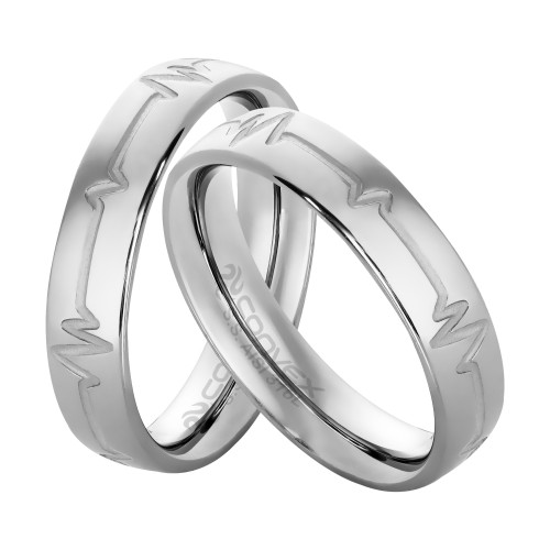 Aliança de Aço Love Beat com zircônia 2.5mm 5mm