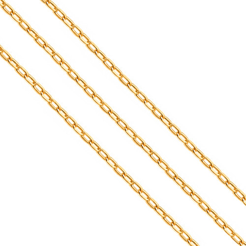 Corrente de Prata Elos Ovais  Revestida com Ouro 18k 1.45mm 50cm