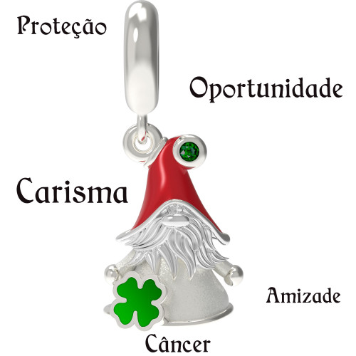 Berloque de Prata Gnomo do Signo de Câncer Link de com Resina