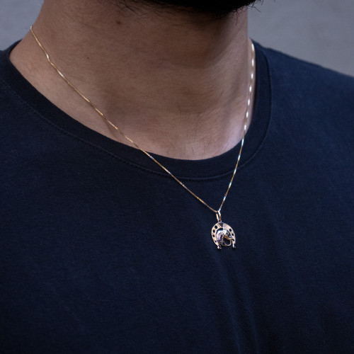 Pingente de Prata Country Cavalo Revestido com Ouro e Rhodio