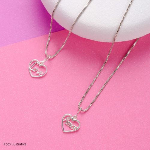 Pingente de Prata Coração Love 9.6x9.6