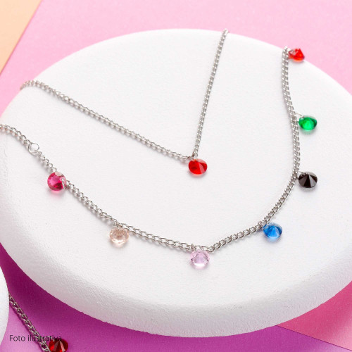 Colar de Aço Ponto de Luz Vermelho 5mm 45cm