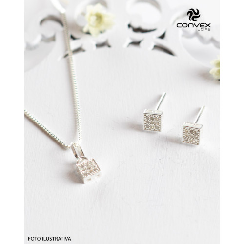 Pingente de Prata Magic Glow com Zircônias Brancas 4x4mm