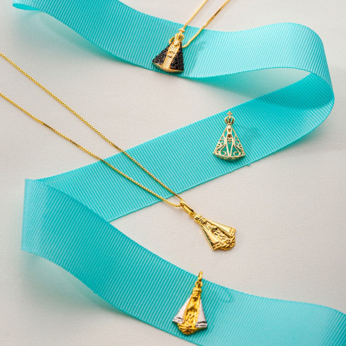 Pingente Prata c/ Ouro 18K NSra. Aparecida 19.2x11.4mm