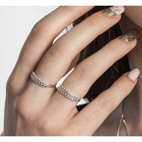 Anel de Prata Daisy com Zircônias Brancas