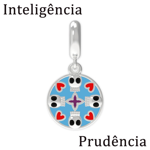 Berloque de Prata La Catrina Caveira Doreen Link com Resina