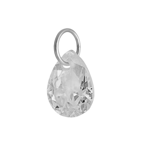 Pingente de Aço Ponto de Luz Gota Branca 7x5mm