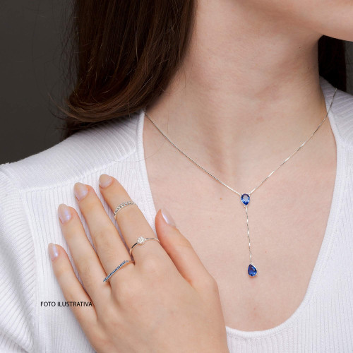 Colar Gravatinha Safira
Prata com Zircônia Azul 45cm
