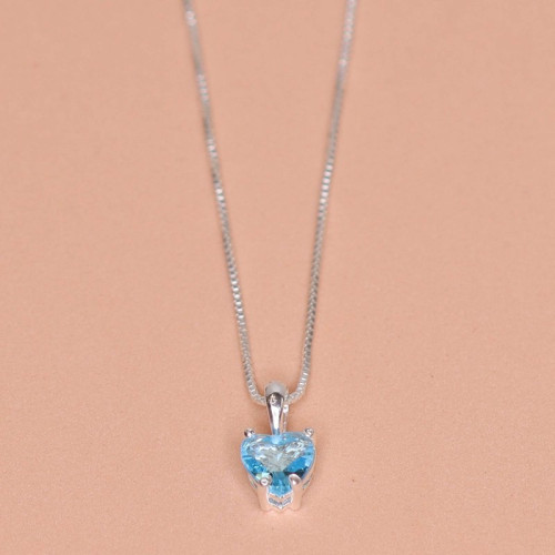 Colar de Prata Ponto de Luz Coleção Fancy Coração Cristal SKY 6mm 45cm