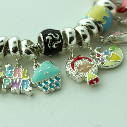 Pingente Prata Link Tubo Separador Convex com Resina Preto