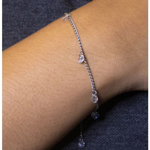 Pulseira Aço GLAM Groumet Ponto de Luz 5mm 21cm