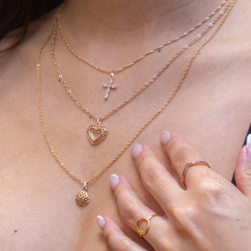 Pingente de Prata Cruz Shine Revestida com Ouro e Zircônias Brancas 16.5x10.5mm