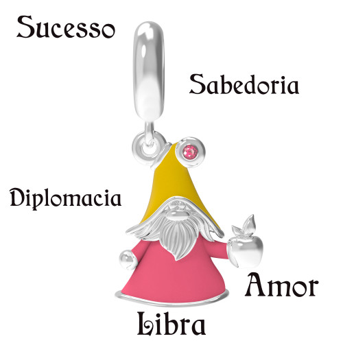 Berloque de Prata Gnomo do Signo de Libra Link com Resina