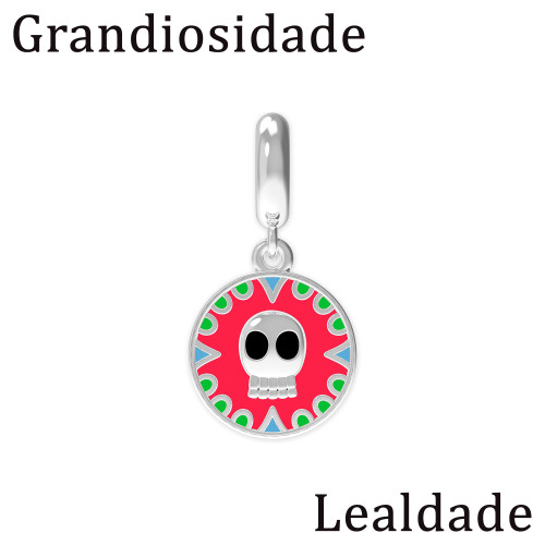 Berloque de Prata La Catrina Caveira Maia Link com Resina