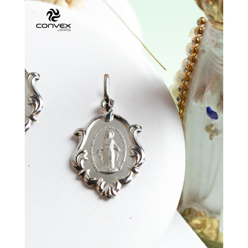 Pingente de Aço Medalha Milagrosa Ornato 32x20mm