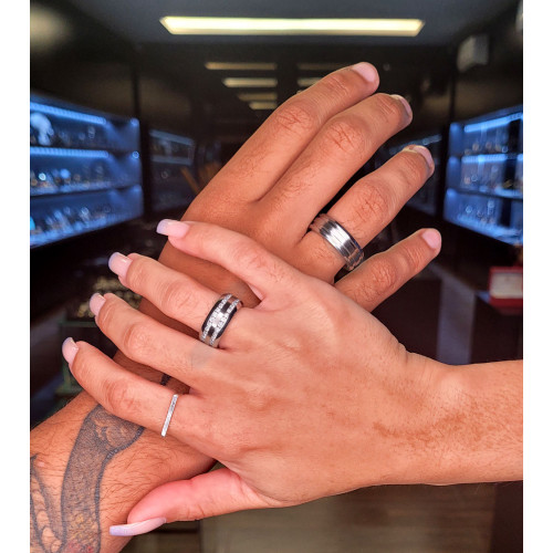 Aliança Aço Troya Dupla 8mm com Zircônia