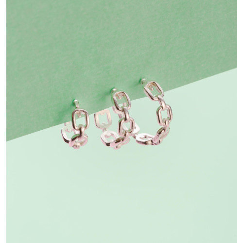 Brinco de Prata Argola Classic Chain 10x3.75mm