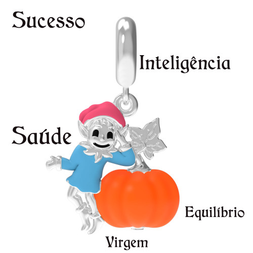 Berloque de Prata Duende Signo de Virgem Link com Resina