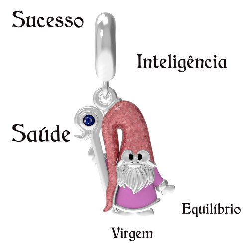 Berloque de Prata Gnomo do Signo de Virgem Link com Resina