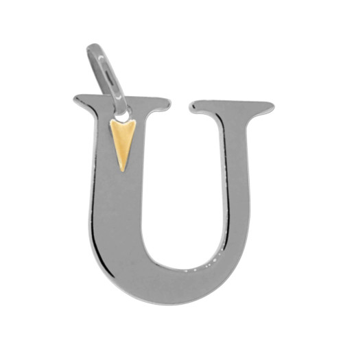 Pingente Aço Letra U com AU