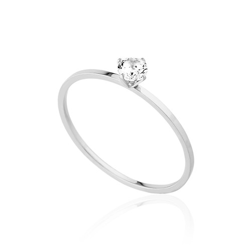 Anel de Aço Solitário Zircônia 4mm